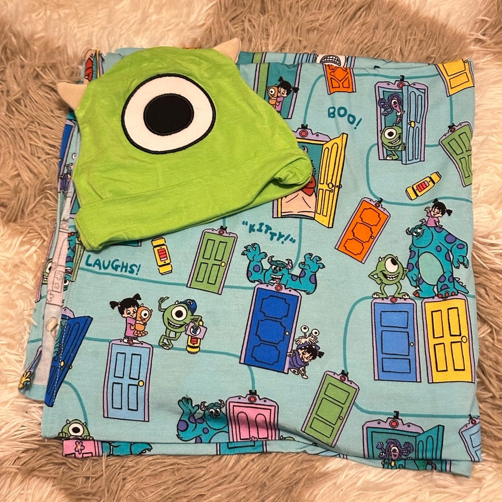 Little Sleepies Monsters Inc. Blanket and Hat Set